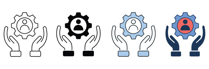 Fototapeta premium Management icon set multiple style collection featuring leadership, organization, team coordination, planning