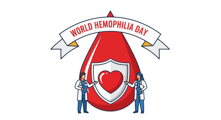 World Hemophilia Day Awareness Medical Concept with Doctors and Blood Drop