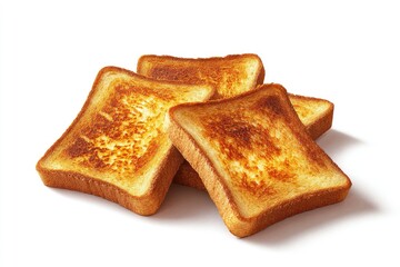 Fototapeta premium Toasted bread slices, golden brown, stacked (1)