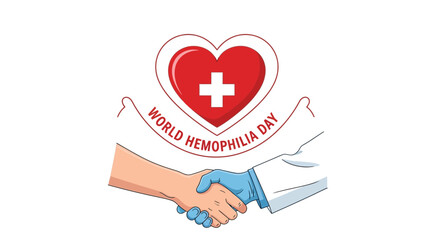 World Hemophilia Day Awareness Vector Graphic - Heart, Cross, Handshake