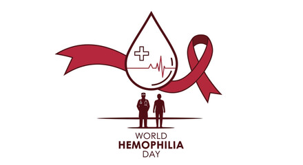 World Hemophilia Day: Blood Drop, Heartbeat, Doctor, Patient, Red Ribbon