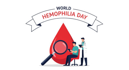 World Hemophilia Day Celebration with Doctor and Patient Examining Blood Drop