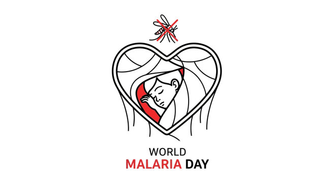 World Malaria Day Heart Symbol Protection Mosquito Repellent Vector Art