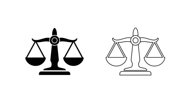 Balanced justice scales vector icons Vector