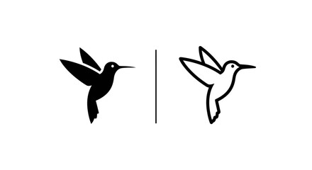 Obraz premium Minimalist Hummingbird Icon Vector Set
