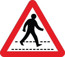 Zebra Crossing UK Warning Red Triangle Road Sign Design Vector Illustration © Griffin9678