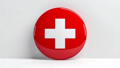 Fototapeta premium Red and White Medical Cross Symbol for Health and Wellness in a Clean Presentation Ideal for Lifestyle.