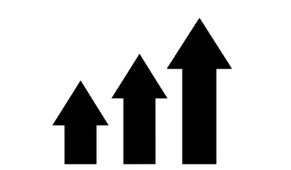 Three Upward Arrows Growth Trend Vector for Business Leadership Concept