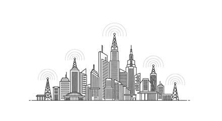 Fototapeta premium City skyline with tall buildings.