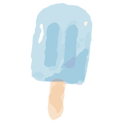 幼稚園・保育園向け 7月のやさしい水彩挿絵イラストシリーズ｜アイスキャンディ Watercolor Ice Pop Illustration for July
