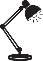 Office Table Lamp with Light Rays Silhouette Vector