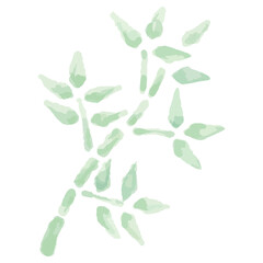 幼稚園・保育園向け 7月のやさしい水彩挿絵イラストシリーズ｜笹の葉 Watercolor Bamboo Leaves for Tanabata