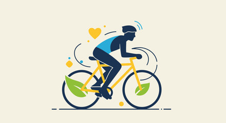 Fototapeta premium Cyclist riding a bicycle with a healthy lifestyle theme.