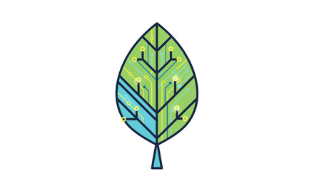Obraz premium Digital Leaf Symbolizing Eco Technology and Nature.