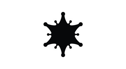 A striking black form resembling a stylized starburst or blossom is prominently displayed against a white background silhouette © Pvect02