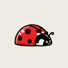 Fototapeta premium Cute cartoon ladybug illustration, simple and adorable, perfect for children's themes and nature designs.
