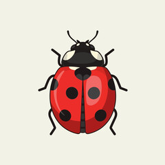 Cute Ladybug Illustration: Red Insect with Black Spots on White Background
