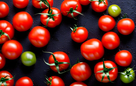 tomatoes on dark background