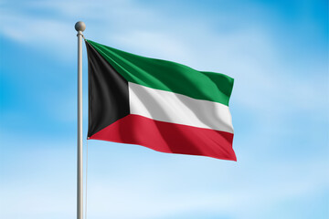 Obraz premium Kuwait National Flag Waving In Wind