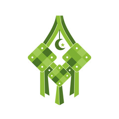 Ketupat Islamic Symbol Ramadan Eid Mubarak Celebration Green Geometric Pattern