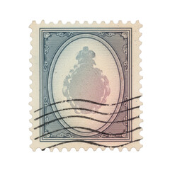 Obraz premium Vintage postage stamp featuring a monarch's profile with cancellation marks.