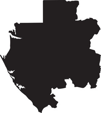 Silhouette map of Gabon a simple black vector illustration for graphic design and travel concepts isolated on a white background