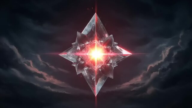Glowing Diamond Shape in Dark Cloudy Sky.