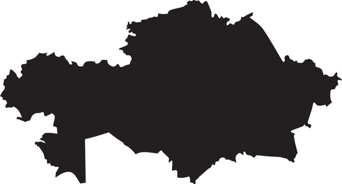 Black silhouette map of Kazakhstan a simple vector outline for geographic or travel concepts isolated on a white background