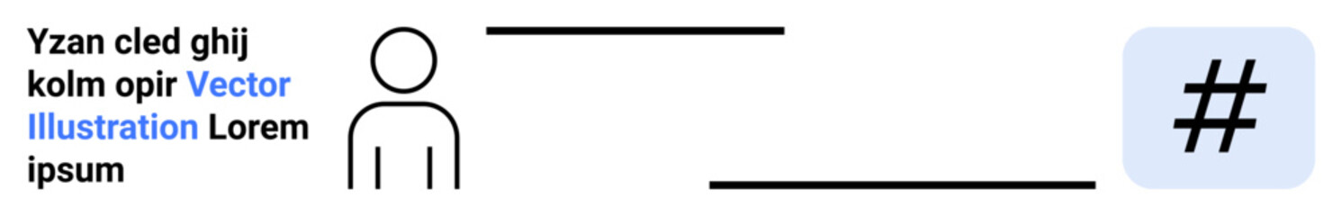 Fototapeta premium Minimalistic human outline with placeholder text and large metadata tag. Ideal for user interaction, social media, digital connection, technology, profiles, communication, simple landing page