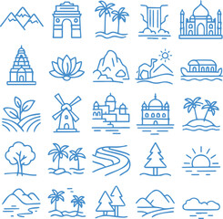 Indian landscape related icons transparent