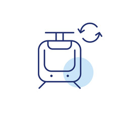 Tram schedule refresh. Transport update, route cycle. Pixel perfect, editable stroke vector icon