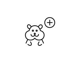 Hamster plus. Pet adoption, family companion care and veterinarian services. Pixel perfect, editable stroke vector icon