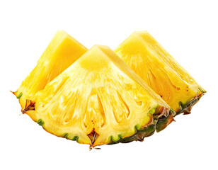 Fresh yellow pineapple slices arranged together, showcasing juicy flesh