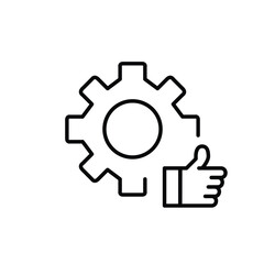Cogwheel and like. Successful system maintenance. Pixel perfect, editable stroke vector icon