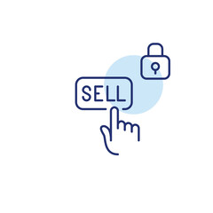 Sell button and lock. Secure e-commerce and transactions. Safe online shopping. Pixel perfect, editable stroke vector icon
