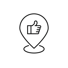 Map pointer and like symbol. GPS tracking and navigation, favorite locations. Pixel perfect, editable stroke vector icon