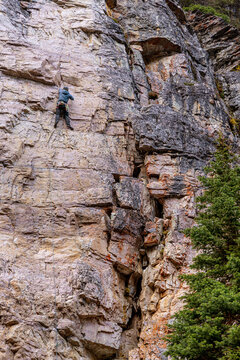 Rock climbers at Lake Louise