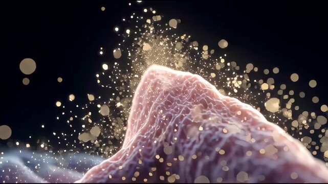 3D Animation of Cat Intestinal Villi Nutrient Wave Absorption with Silver and Rose Particles