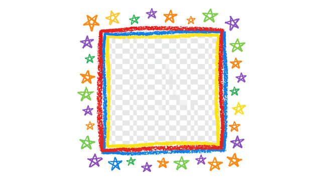 Colorful Star Border Frame with Rainbow Square Pattern. Vector Illustrations. EPS Editable