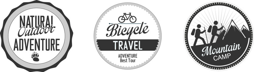 Vintage travel and adventure badges with a nature theme © Muhammad Hridoy