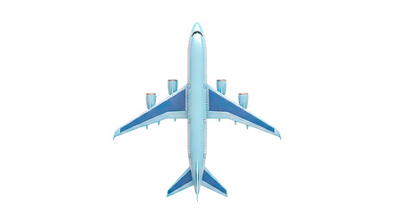 Top View of a Blue Four-Engine Jet Airliner