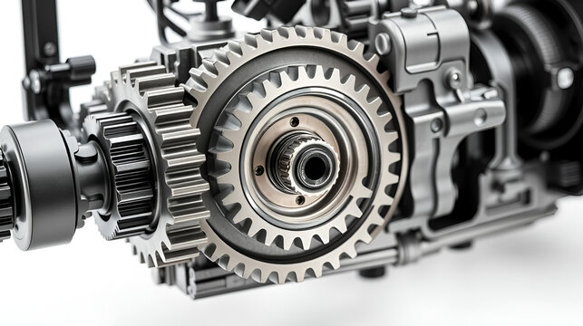Pinion gear synchronizer gearbox car, isolated, on a white backg
