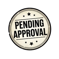 Pending approval stamp with stars on a white background