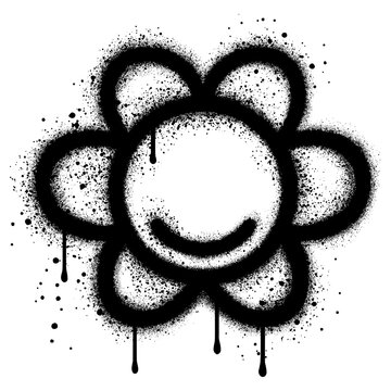 =Flowers in urban graffiti style for kids with black spray paint. vector illustration.