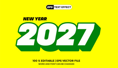 2027 Text Effect 3D Design Vector EPS Colour Full Template