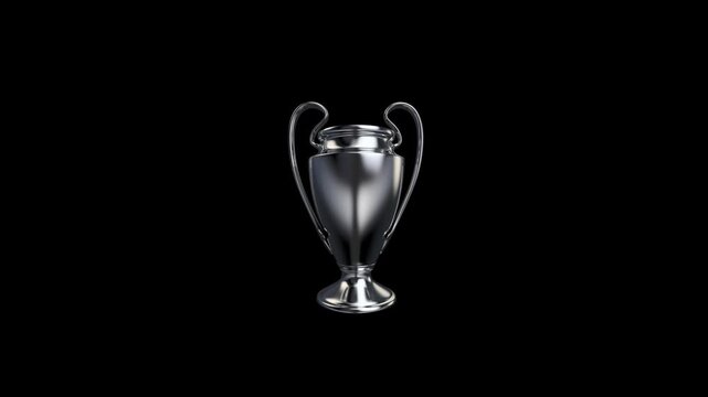 Silver trophy cup isolated on black background