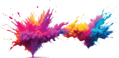 Fototapeta premium Dynamic explosion of vivid colorful powder, abstract festive background for Holi or celebration
