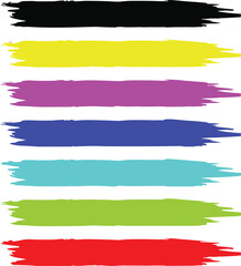 Colorful brush stroke set with bold painted texture for design backgrounds. Vibrant horizontal paint swashes add creative contrast and style. Ideal for posters, banners, branding, and modern graphics.