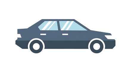 Obraz premium Dark Blue Car Illustration Side View.