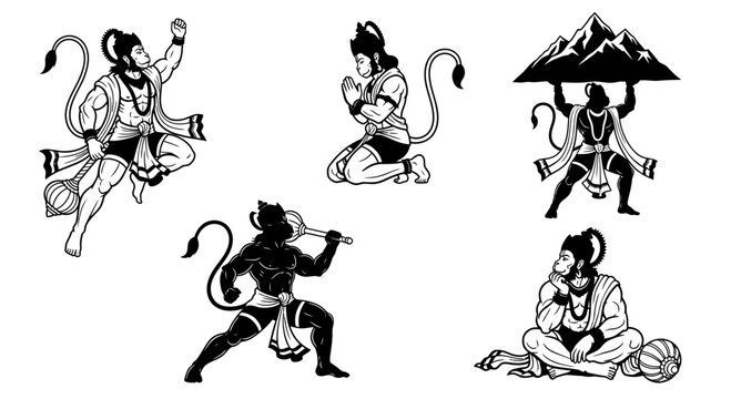 A group of monkeys in various poses and actions